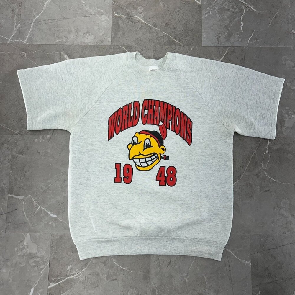 Vintage Cleveland Indians‎ Sweatshirt Mens Large Crewneck Short Sleeve Champions